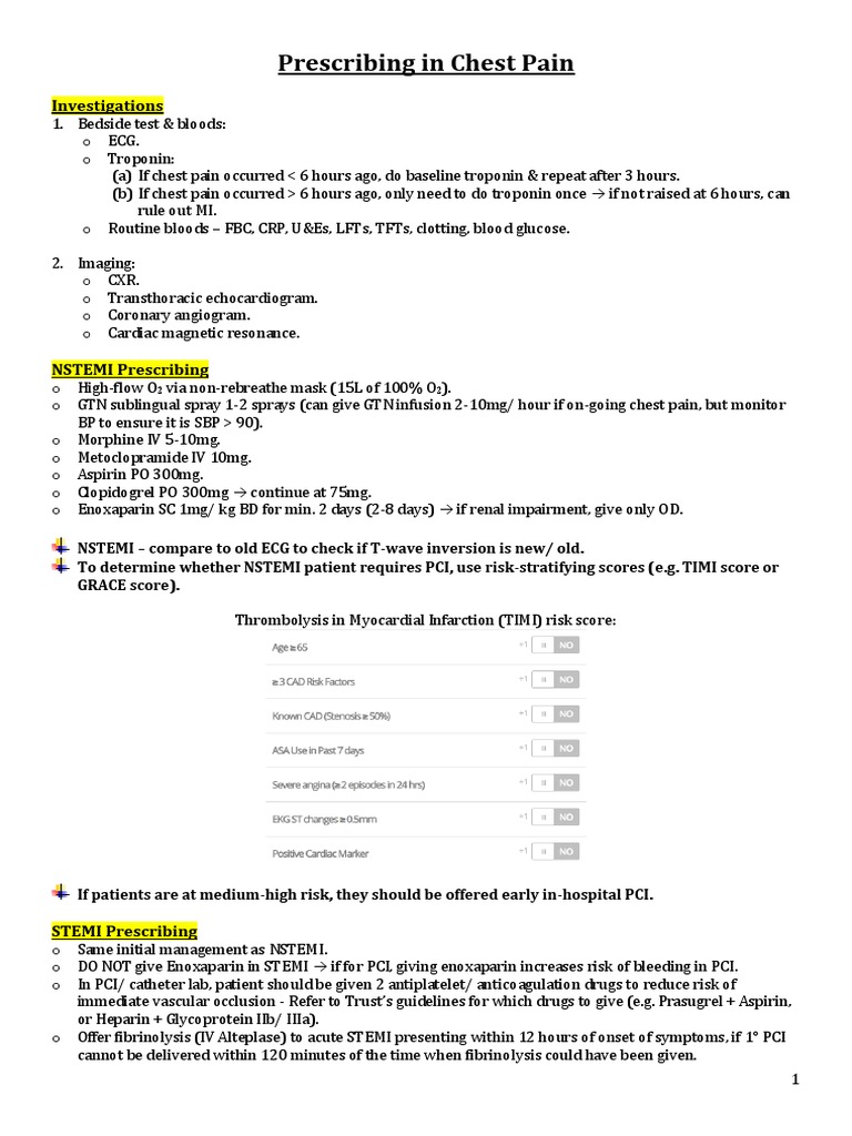 Prescribing in Chest Pain | PDF | Myocardial Infarction | Percutaneous ...