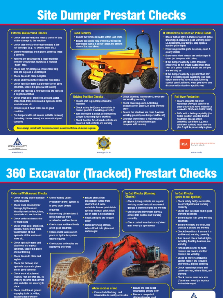 Dumper Truck Pre-Start Checklist | PDF | Road | Vehicles