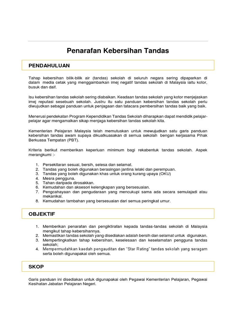 Penarafan Kebersihan Tandas