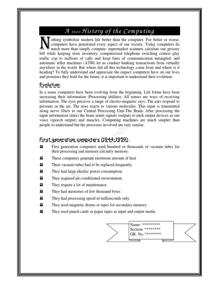 History of Computers Formatted | PDF | Technology & Engineering