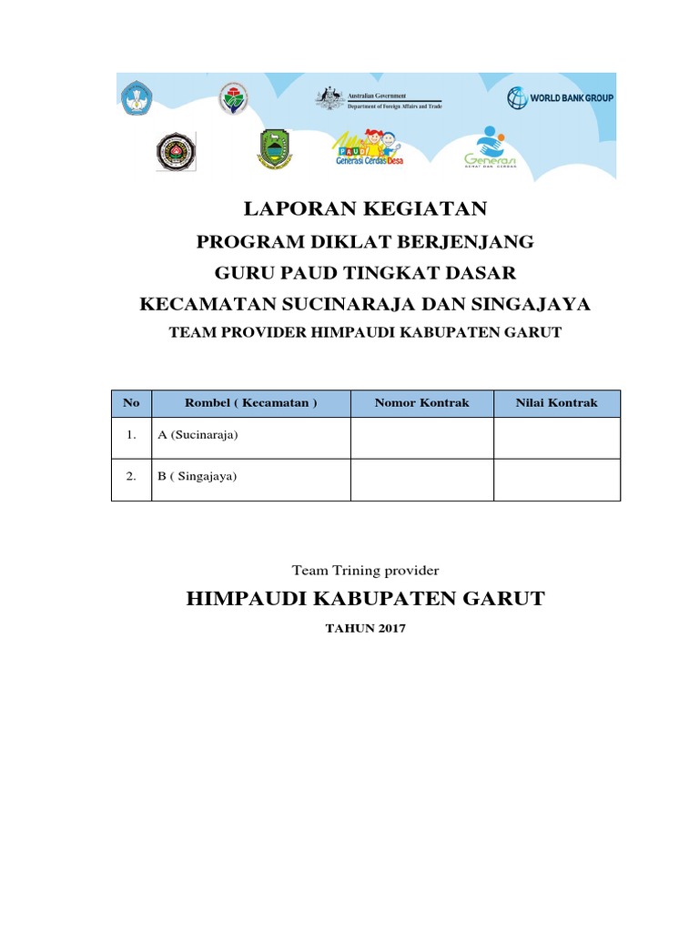 Draft Contoh Laporan Kegiatan Tatap Muka Pelatihan Paud Gcd