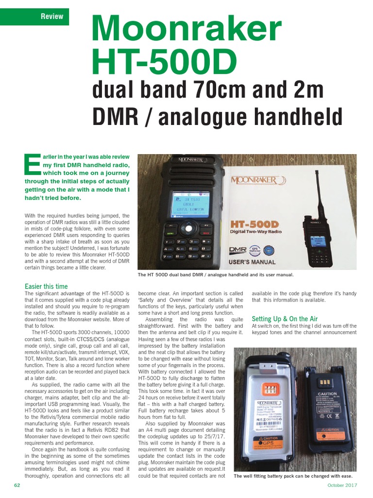 Moonraker HT-500D Dual Band DMR Handheld | PDF | Menu (Computing ...