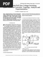 A New Push Pull Zero Voltage Switching Quasi Resonant Converter-Topology and Exper