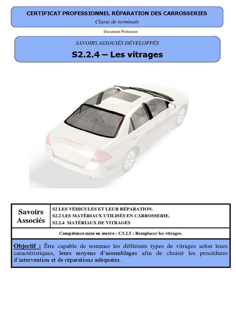 Types De Vitrages En Carrosserie Automobile PDF Lunettes V hicules