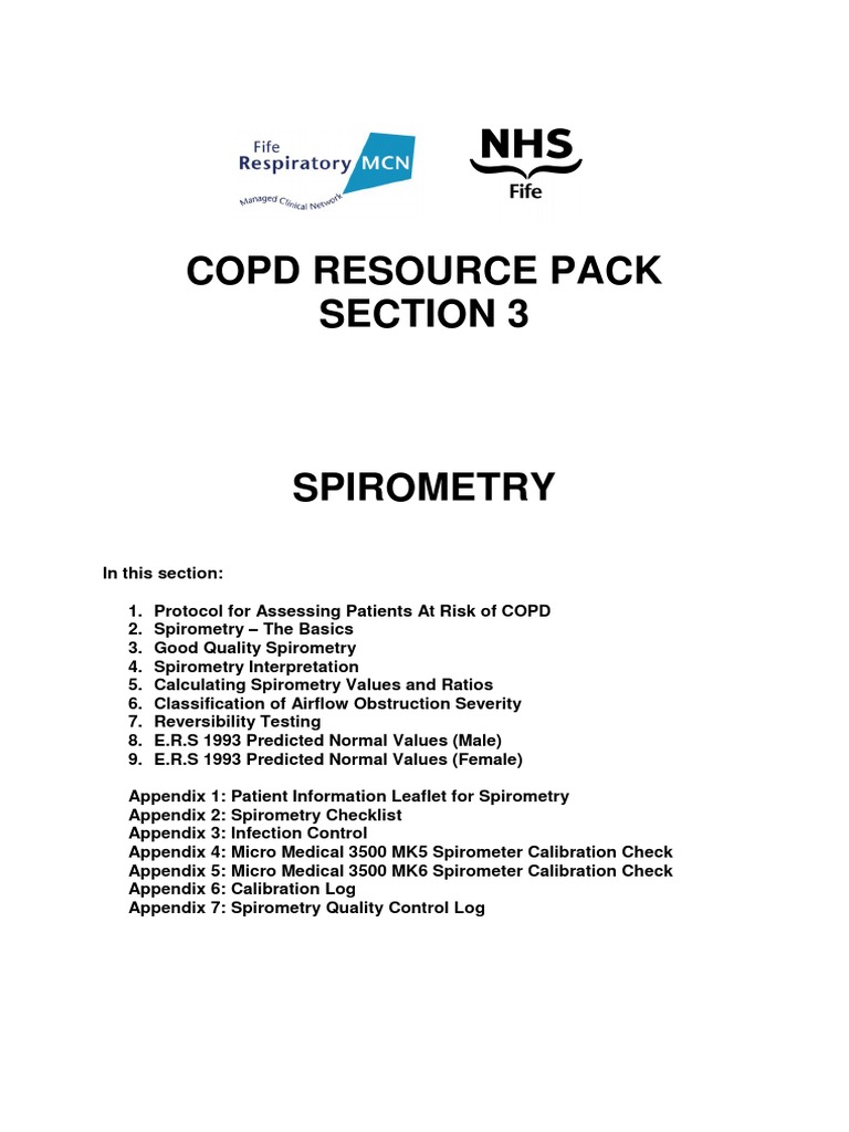 Spirometry Guidelines and Checklists | PDF | Chronic Obstructive ...
