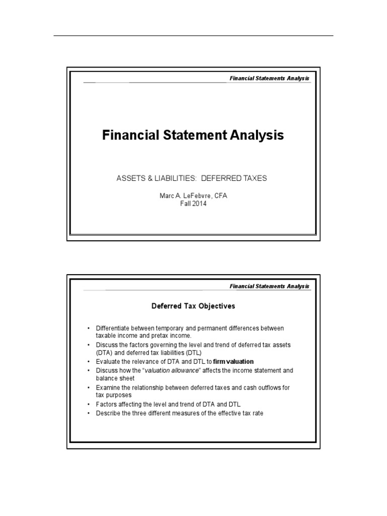 Financial Statements Analysis of Deferred Taxes | PDF | Deferred Tax ...