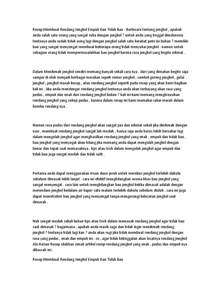 Cara Memasak Rendang Jengkol Yg Enak - Aneka Resep Terbaik