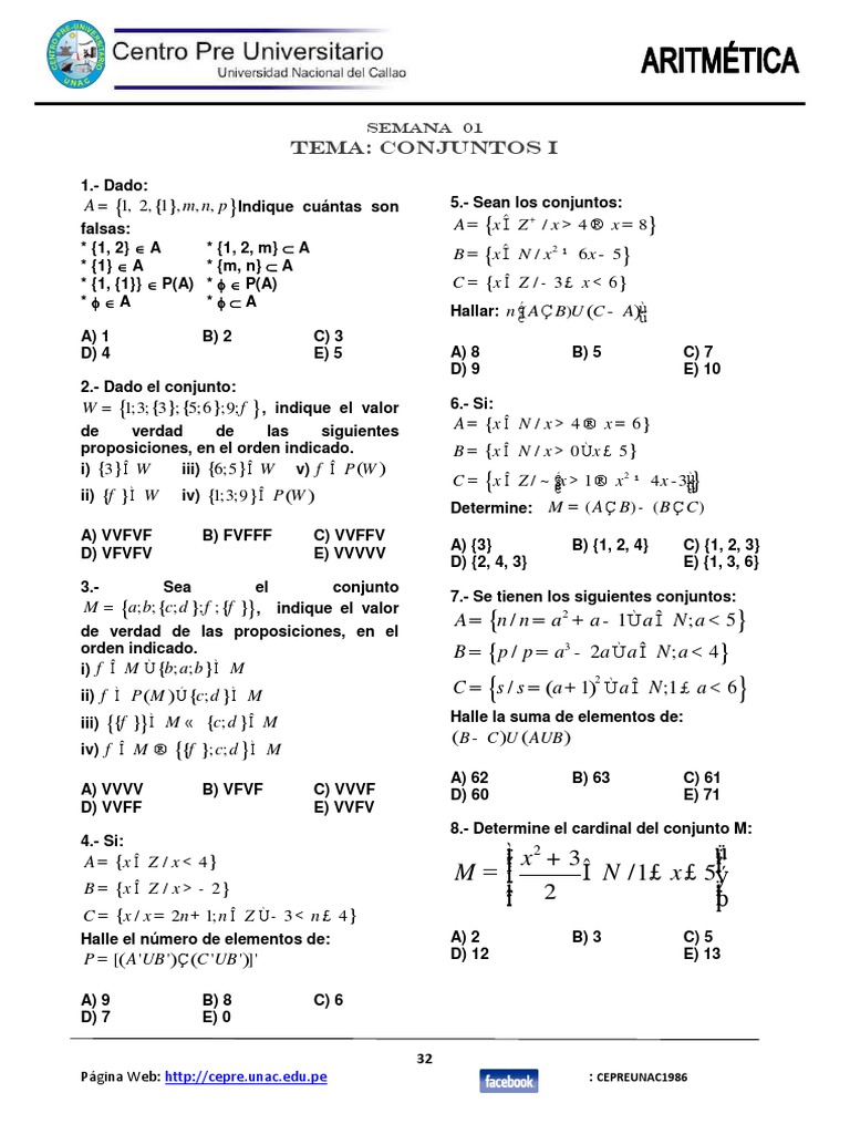 Aritmetica Conjuntos Preunac Numeros Logica