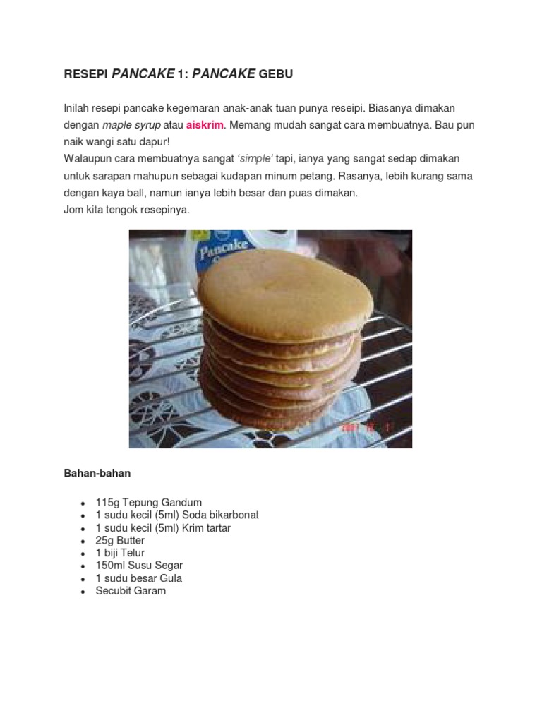 4 Resepi Pancake Lazat Pdf