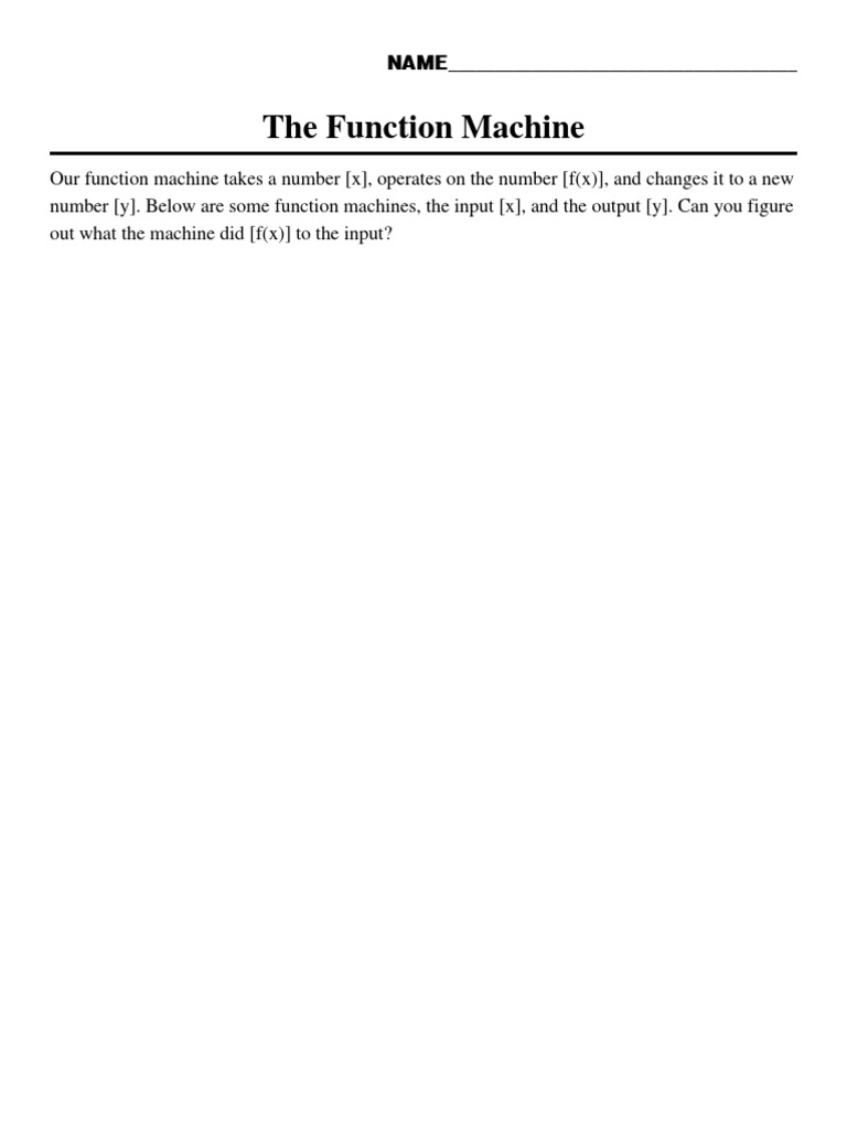 Worksheet Function Machine | PDF