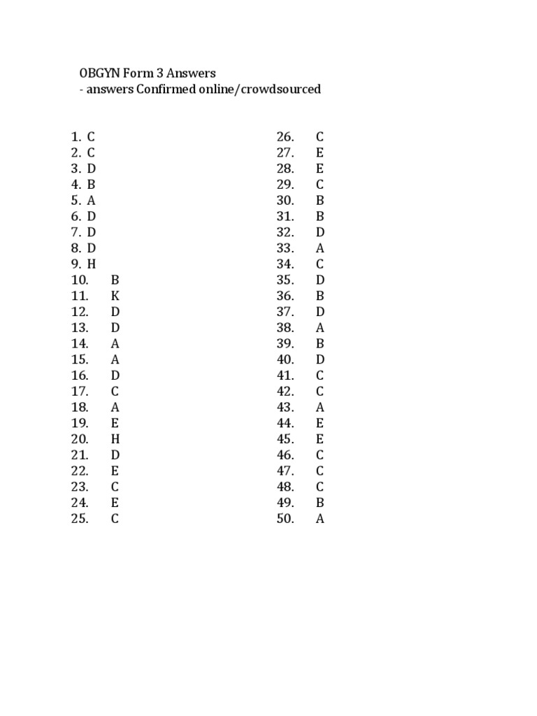 OBGYN Form 3 Answers | PDF | Cervical Cancer | Gynaecology