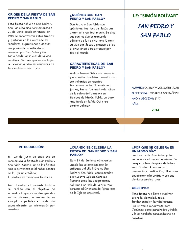 TRIPTICO DE SAN PEDRO Y SAN PABLO.docx San Pedro Pablo el apóstol