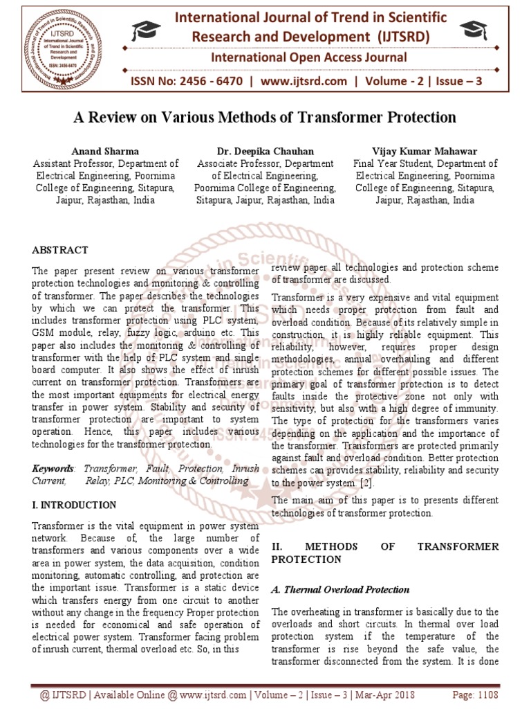 Transformer Protection Methods Review | PDF | Relay | Programmable ...