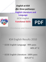 English at KS4 We Offer Three Pathways:: GCSE English Literature and Language