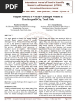 Support Network of Visually Challenged Women in Tiruchirappalli City, Tamil Nadu