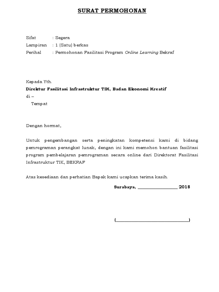 Surat Permohonan Dan Feedback Form Pdf