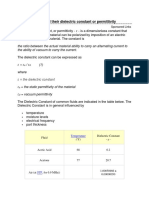 Common Fluids and Their Dielectric Constant or Permittivity