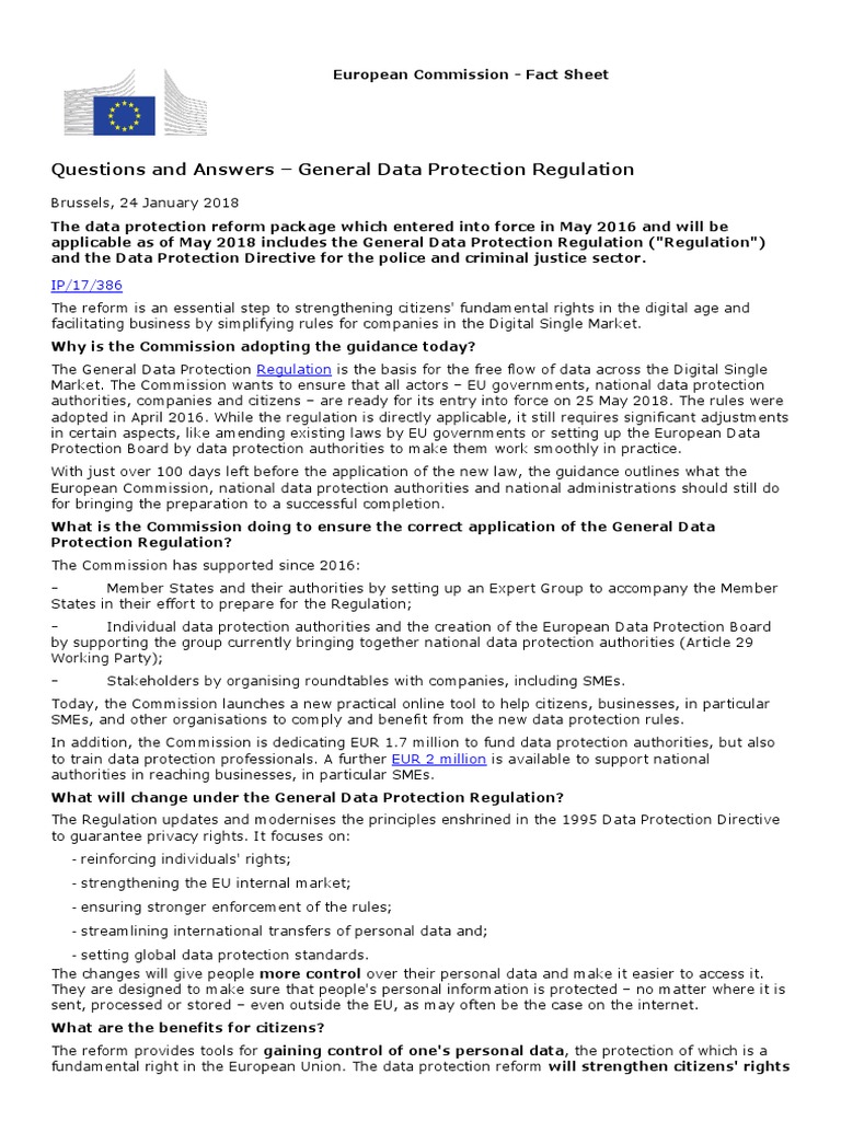 Questions and Answers - General Data Protection Regulation | PDF ...