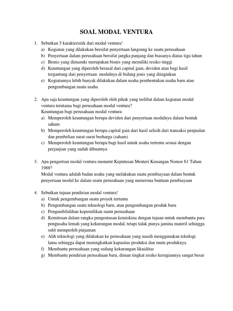 Soal Modal Ventura