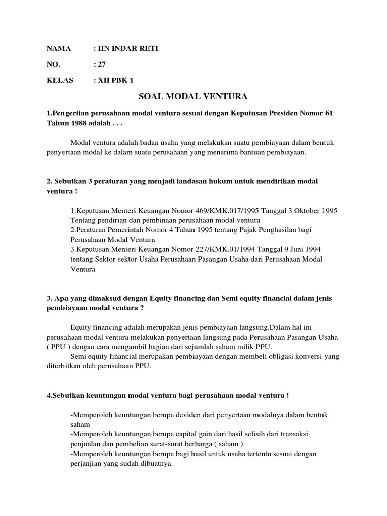 Soal Modal Ventura