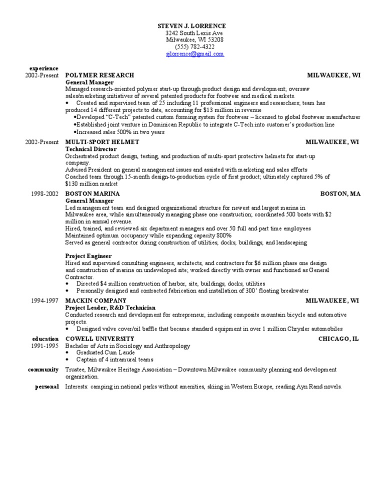 resume sample harvard university