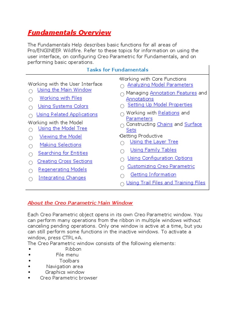 Creo Parametric Fundamentals Guide | PDF | Dialog Box | Menu (Computing)