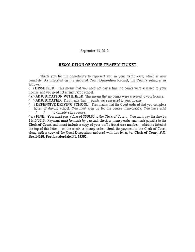 Traffic Ticket Resolution Details | PDF
