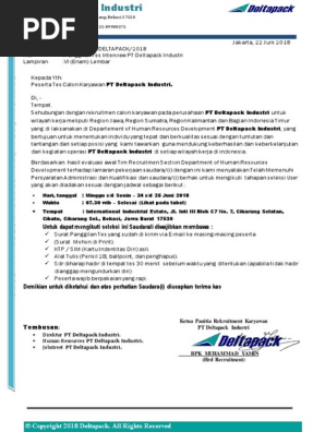 Surat Undangan Pt Deltapack Industri