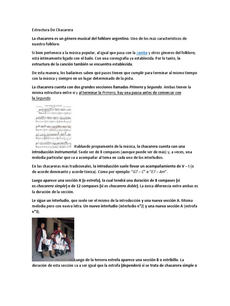 Estructura de Chacarera | Descargar gratis PDF | Entretenimiento | Las ...