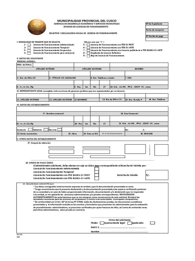 Solicitud Licencia Funcionamiento