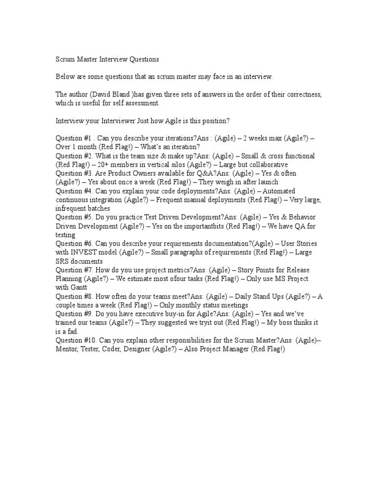 Scrum Master Interview Questions PDF
