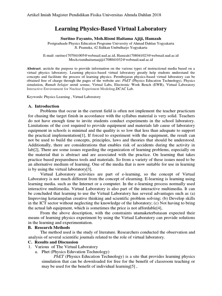 Virtual Physics Laboratory Overview | PDF | Educational Technology ...