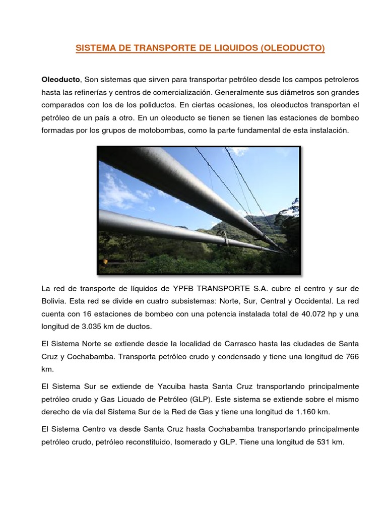 Transporte de líquidos en Yacuiba | PDF | Fuentes de energia quimica ...