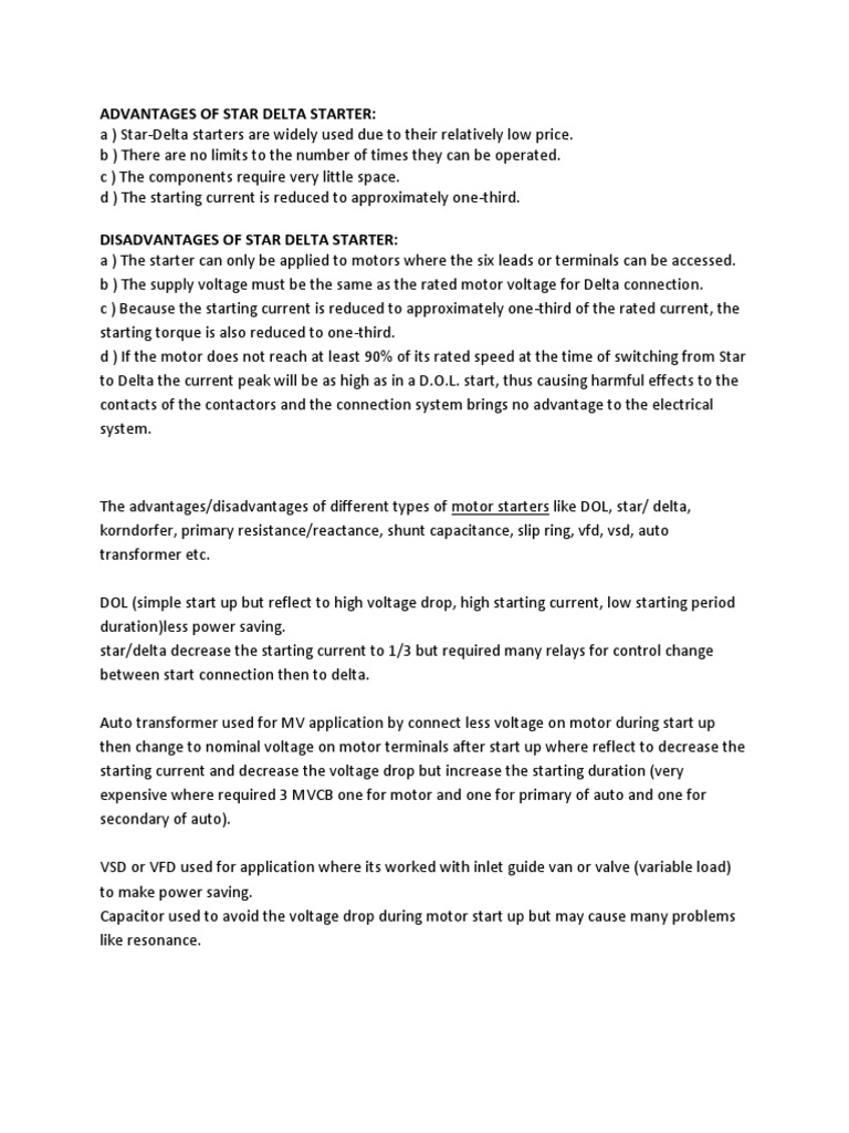 Advantages Of Star Delta Starter PDF 