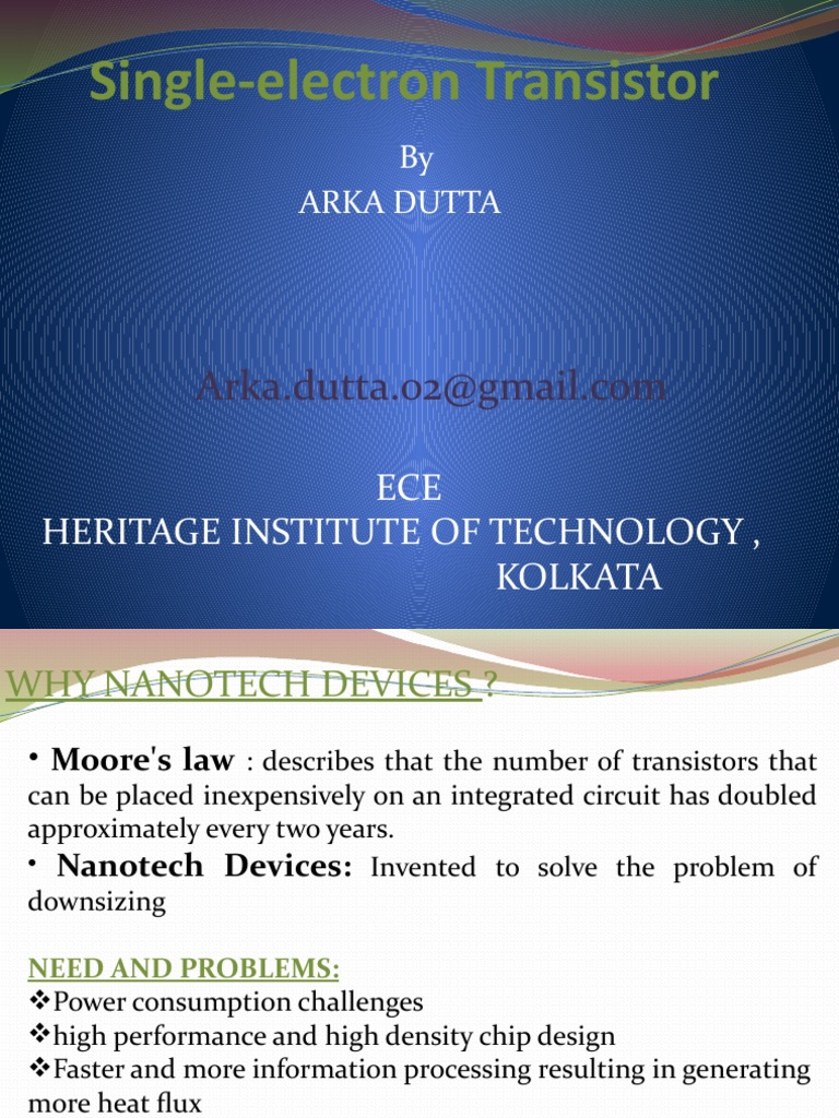 Overview of Single-Electron Transistors | PDF | Science & Mathematics