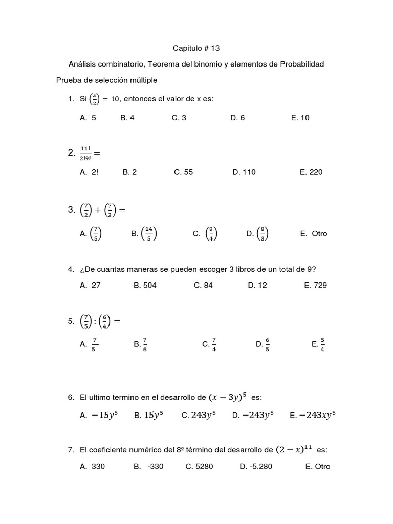 13 Análisis Combinatorio | PDF | Jugando a las cartas | Probabilidad