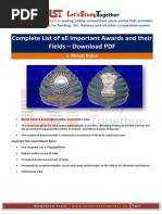 Complete List of All Important Awards and Their Fields PDF@Letsstudytogether - Co