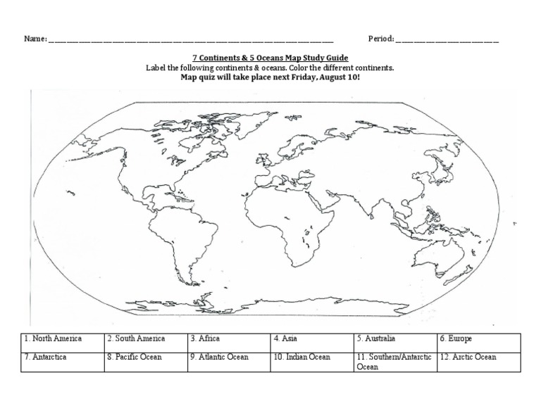 Continents Oceans Maps Study Guide