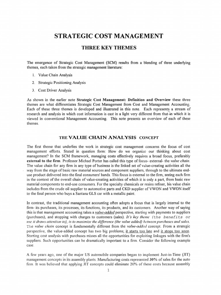 3 Strategic Cost Management The Three Key Themes | PDF