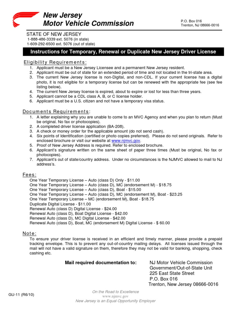 NJ Temporary License Application Guide | PDF | Driver's License ...