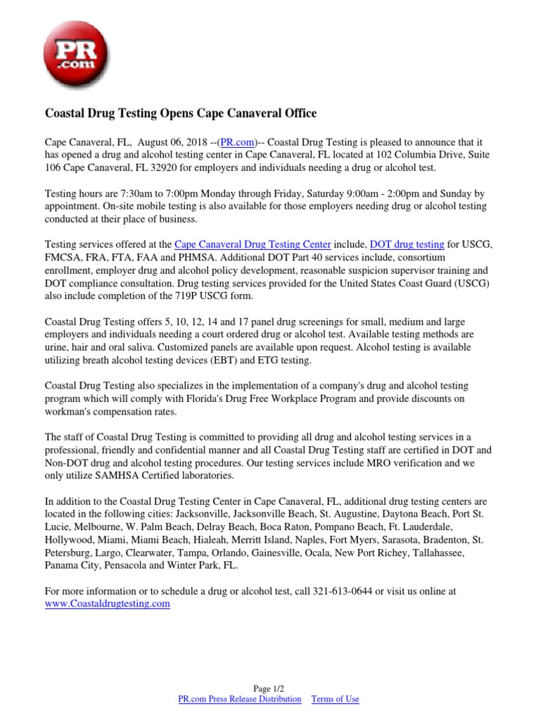 Drug And Alcohol Test Florida Online