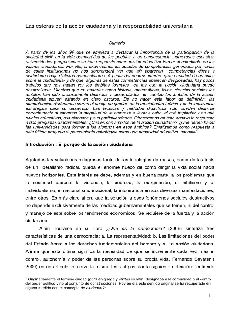 Las Esferas de Accion Ciudadana PDF PDF Ciudadanía Democracia