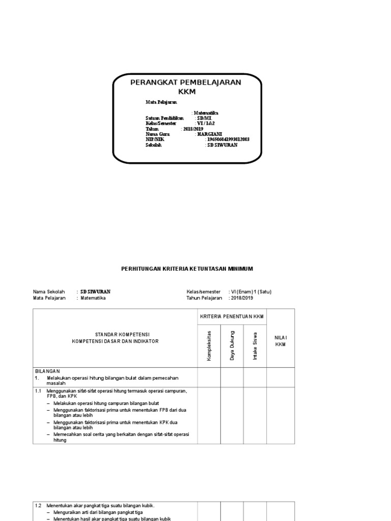 Kkm Matematika