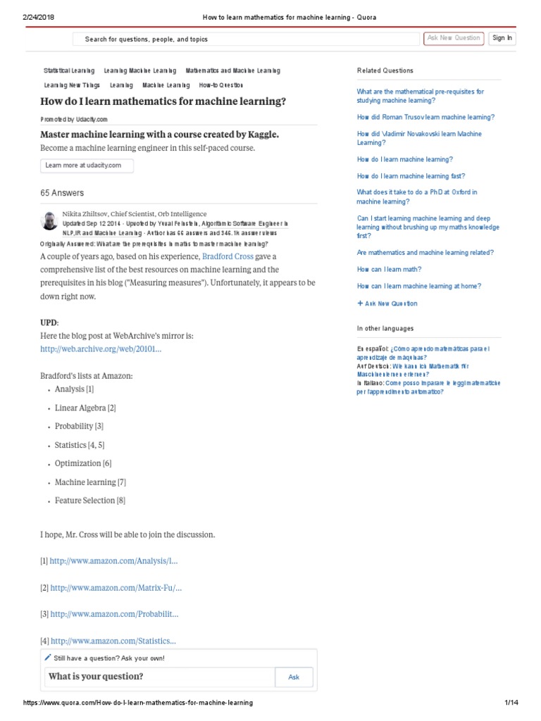 Learning Math for Machine Learning | PDF | Robotics | Teaching Mathematics