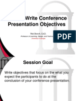 How To Write Conference Presentation Objectives: Rob Branch, Ed.D