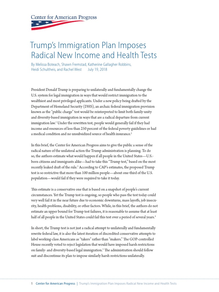 Trump's Immigration Plan Imposes Radical New and Health Tests