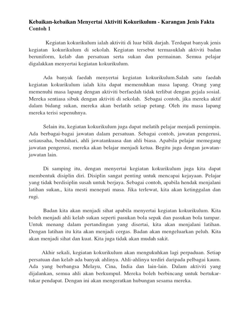 Kebaikan Aktiviti Kokurikulum Pdf