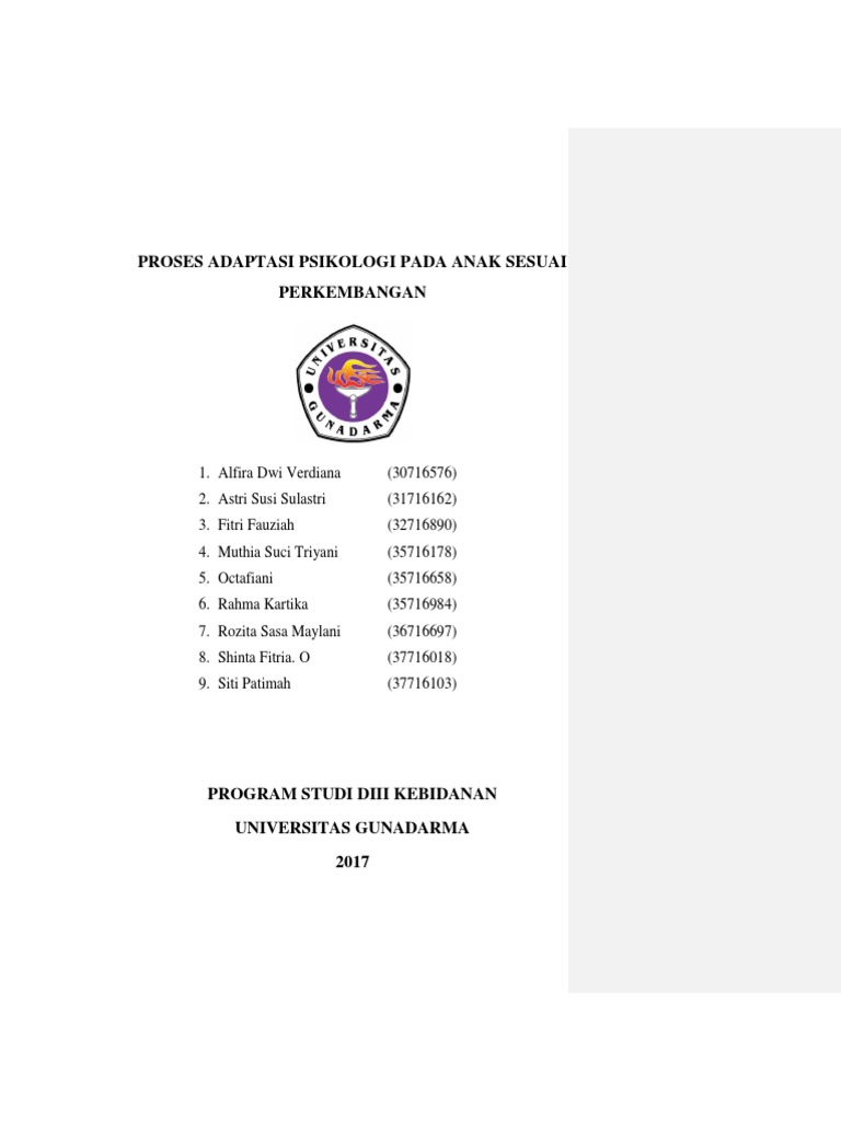 Proses Adaptasi Psikologi Pada Anak Sesuai Perkembangan Pdf