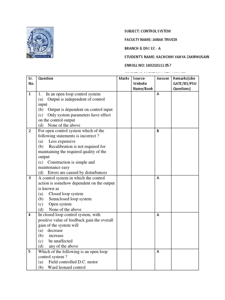 5S | PDF | Feedback | Control System