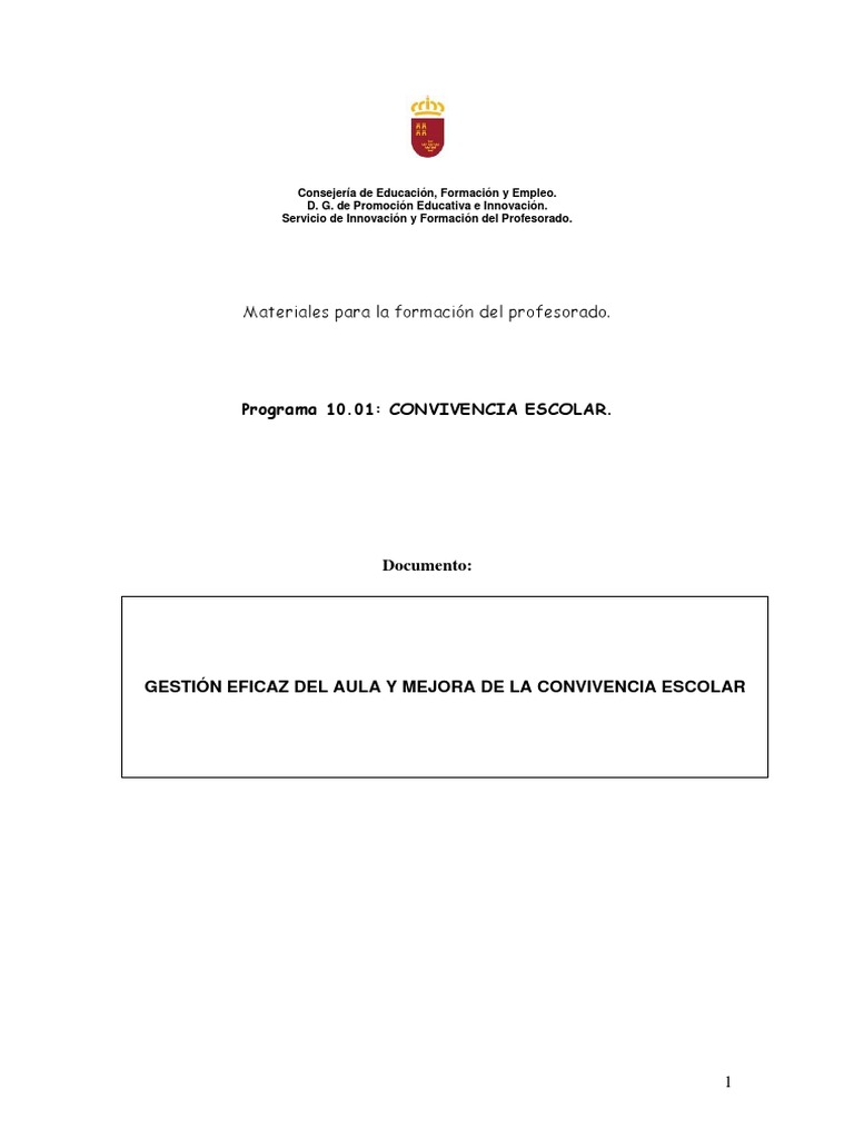 Claves para una gestión eficaz del aula | PDF | Comportamiento | Salón ...